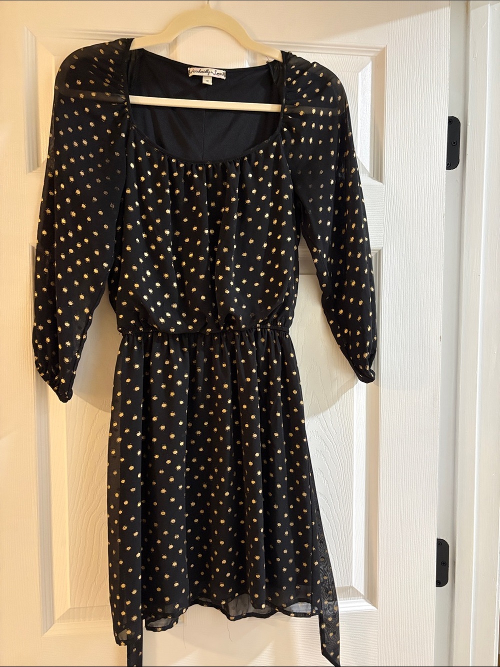 Dress with Gold Polka Dots - Long Sleeve